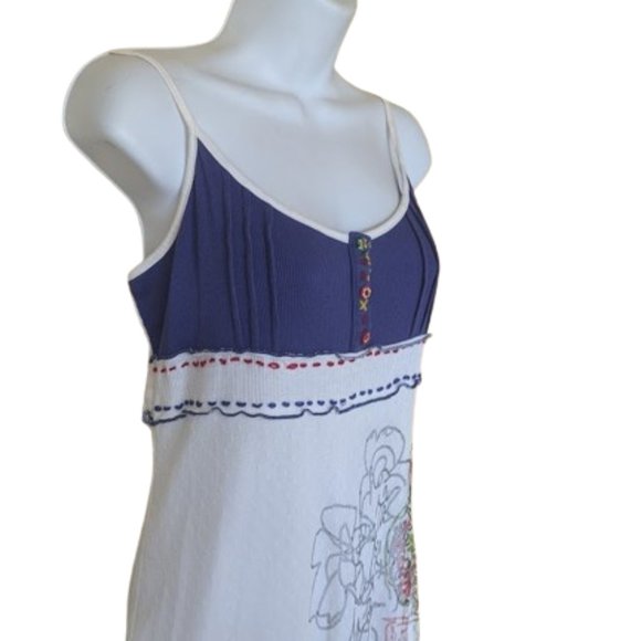 White and Blue Summer Dress Size Large --- - Picture 2 of 4